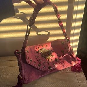 Just Cavalli Purple Leather Bag